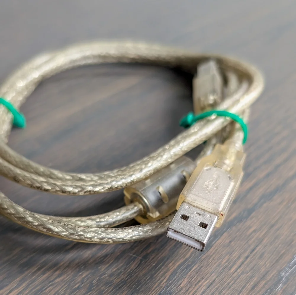 USB Type-B Cable Transparent Braided Shielding